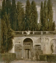 Ansicht der Gärten der Villa Medici in Rom, ca. 1630